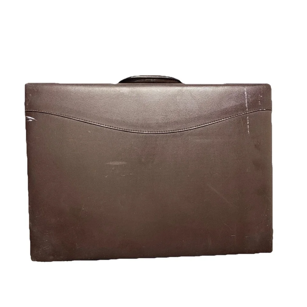 Vintage Brown Faux Leather Attache Briefcase Combination Lock Executive Case
